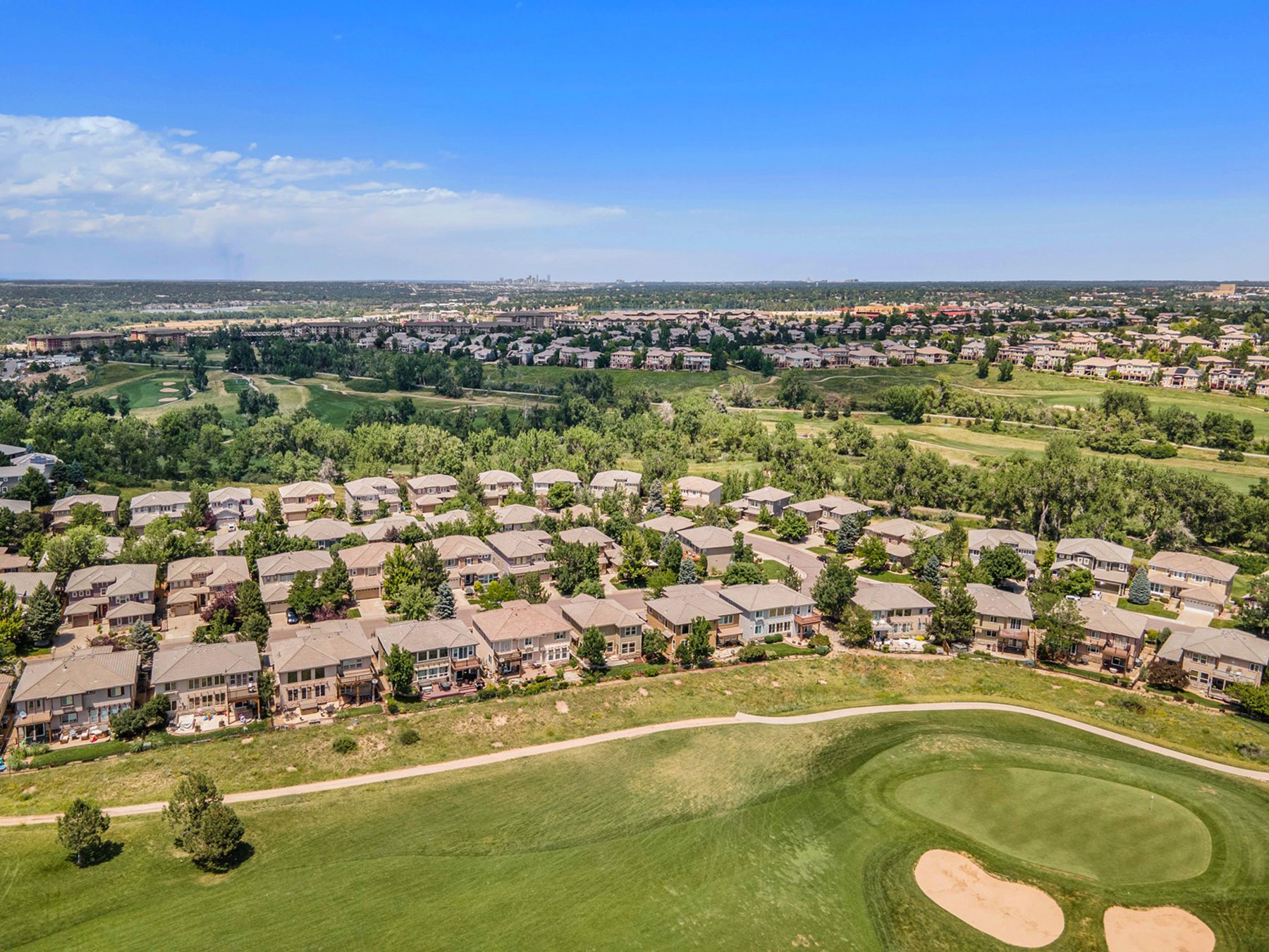 Aerial view of homes along the course